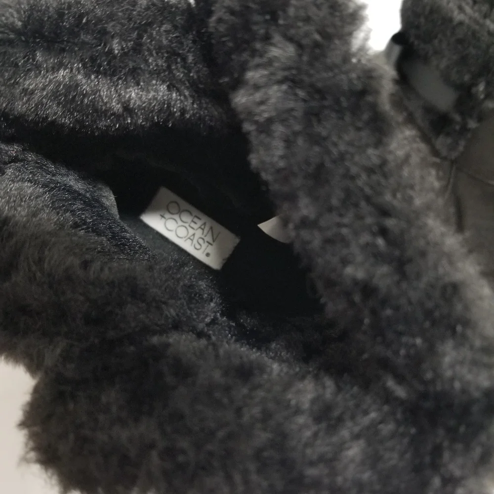Ocean + Coast Black Faux Fur Mya Boots Kids 3M